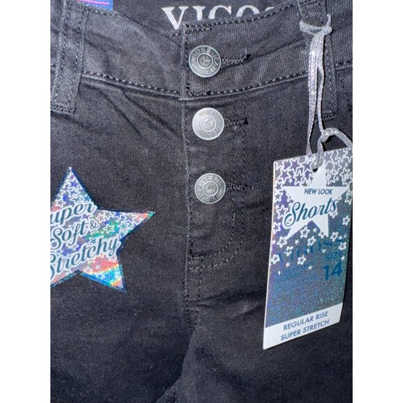 Vigoss Girls Size 14 Black Denim Shorts Super Soft & Stretchy Regular Rise Adjus - Picture 7 of 8